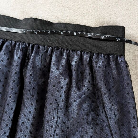 Swiss Polka Dot Mesh Mini Skirt Women's Small Blue Black Satin Tulle Y2K - Picture 4 of 5